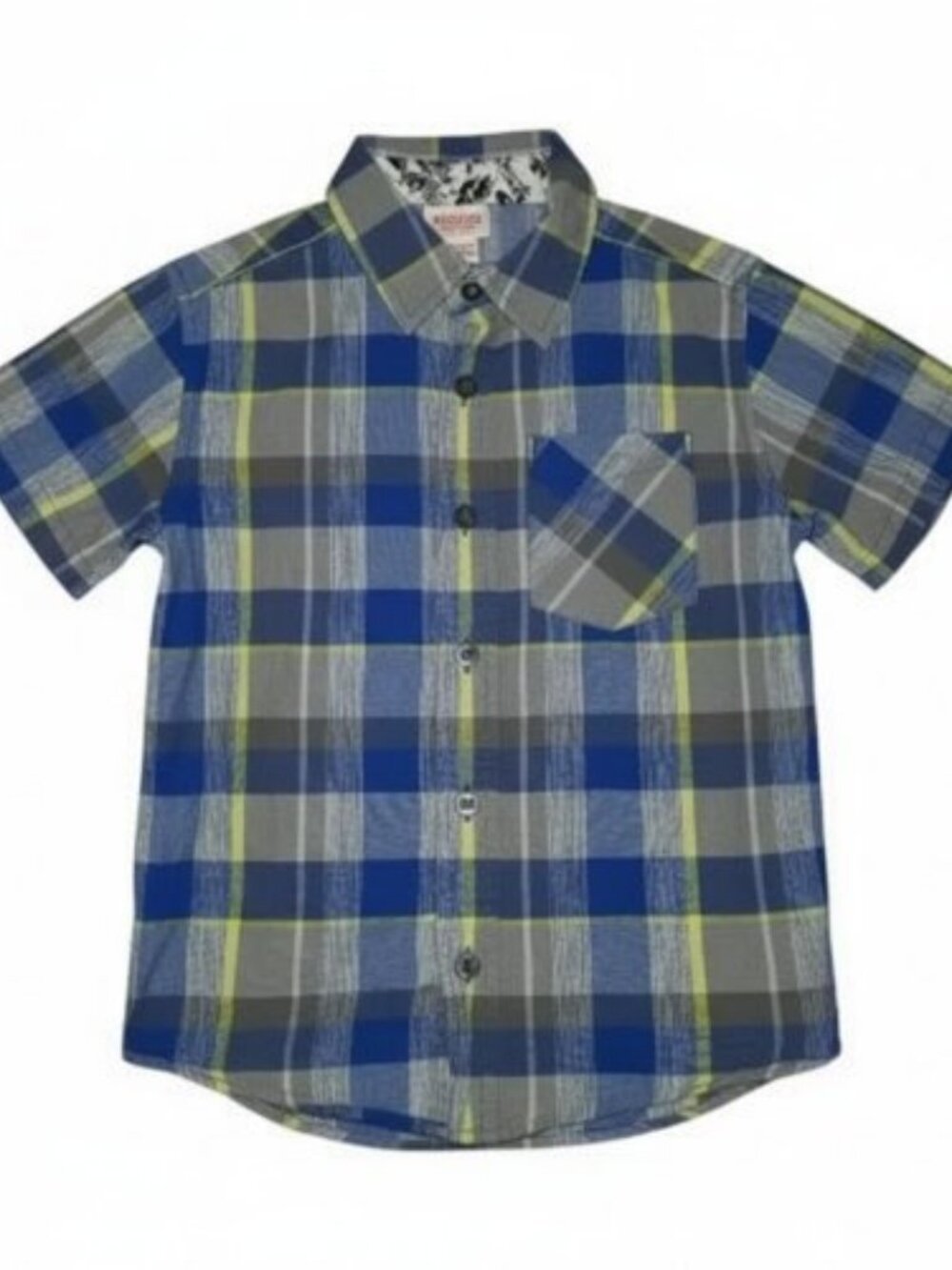 MOSSIMO Blue Plaid Short Sleeve Button Front Shirt Boys Size 4-5